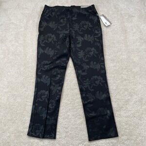 NWT Soft Surroundings Perfect Ponte Straight Leg Pants Womens M Black Floral